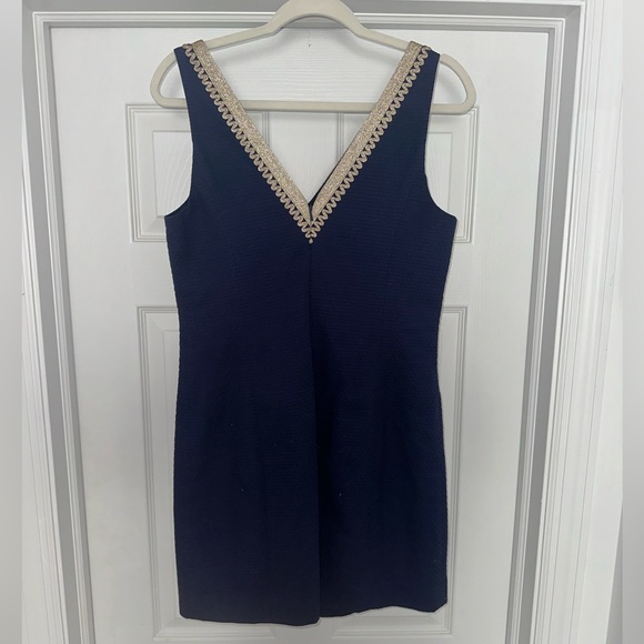 Lilly Pulitzer Junie Shift Dress - Navy Blue & Gold - Picture 5 of 7